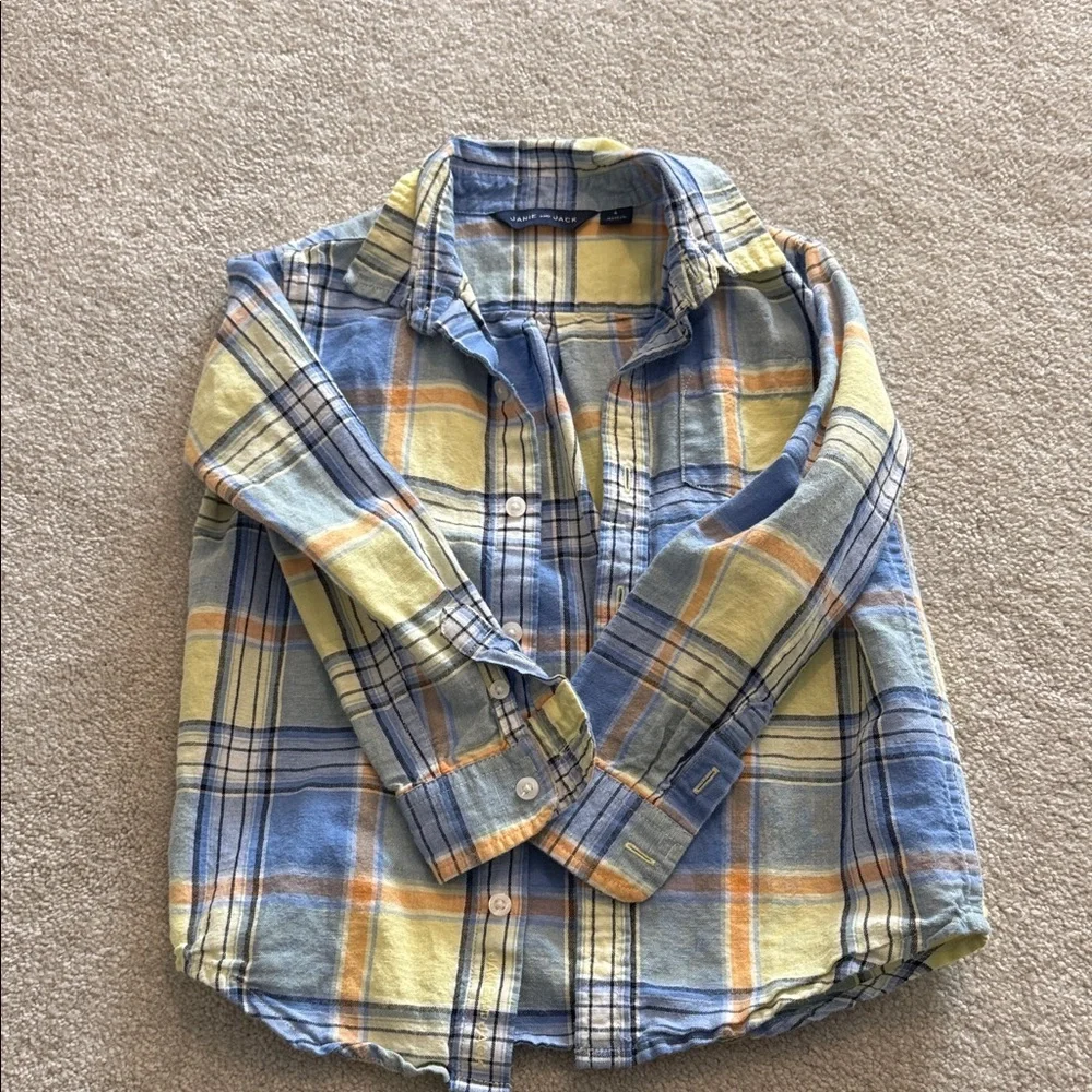 Janie and Jack  Blue, Yellow & Orange Plaid Button-Down Shirt